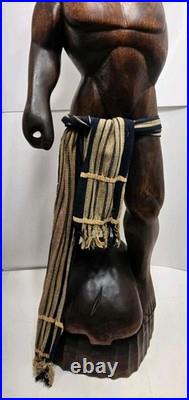 Vintage Tribal Headhunter Carved Wood Sculpture Severed Head in Hand 42 Tall Vintage Tribal Headhunter Carved Wood Sculpture Severed Head in Hand 42 Tall