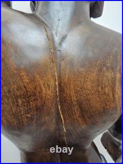 Vintage Tribal Headhunter Carved Wood Sculpture Severed Head in Hand 42 Tall Vintage Tribal Headhunter Carved Wood Sculpture Severed Head in Hand 42 Tall