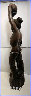 Vintage Tribal Headhunter Carved Wood Sculpture Severed Head in Hand 42 Tall Vintage Tribal Headhunter Carved Wood Sculpture Severed Head in Hand 42 Tall