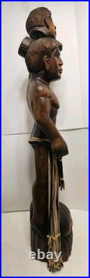 Vintage Tribal Headhunter Carved Wood Sculpture Severed Head in Hand 42 Tall Vintage Tribal Headhunter Carved Wood Sculpture Severed Head in Hand 42 Tall