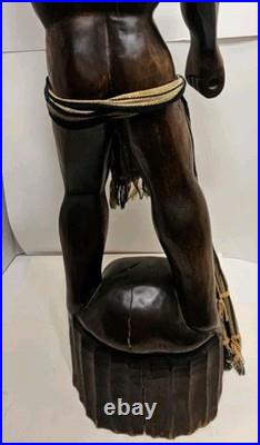 Vintage Tribal Headhunter Carved Wood Sculpture Severed Head in Hand 42 Tall Vintage Tribal Headhunter Carved Wood Sculpture Severed Head in Hand 42 Tall