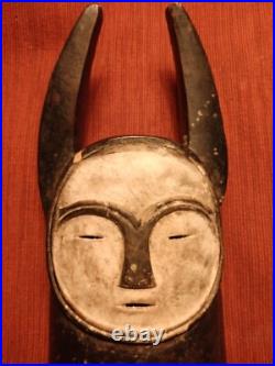 Vintage Tsogo Gabon Africa Carved Wood Mask with Horns Vintage Tsogo Gabon Africa Carved Wood Mask with Horns