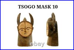 Vintage Tsogo Gabon Africa Carved Wood Mask with Horns Vintage Tsogo Gabon Africa Carved Wood Mask with Horns