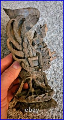Vintage Vishnu Balinese Wood Art Sculpture Carving Signed Nyoman Seter Figure