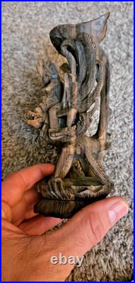 Vintage Vishnu Balinese Wood Art Sculpture Carving Signed Nyoman Seter Figure