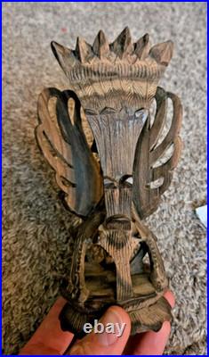 Vintage Vishnu Balinese Wood Art Sculpture Carving Signed Nyoman Seter Figure