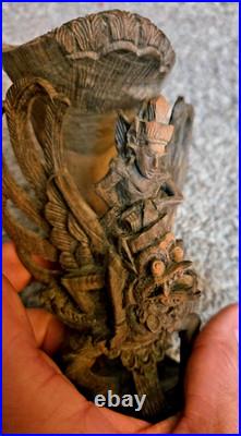 Vintage Vishnu Balinese Wood Art Sculpture Carving Signed Nyoman Seter Figure