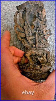 Vintage Vishnu Balinese Wood Art Sculpture Carving Signed Nyoman Seter Figure