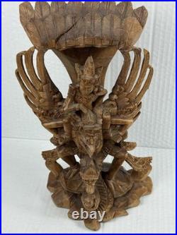 Vintage Vishnu Garuda On Naga Indonesian Wood Carving Rare 10 Art Statue