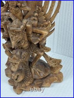 Vintage Vishnu Garuda On Naga Indonesian Wood Carving Rare 10 Art Statue