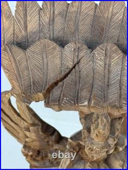 Vintage Vishnu Garuda On Naga Indonesian Wood Carving Rare 10 Art Statue