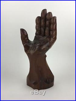 Vintage Wood Carved Detailed Folk Art Mid Century Modernist Hand Art Sculpture