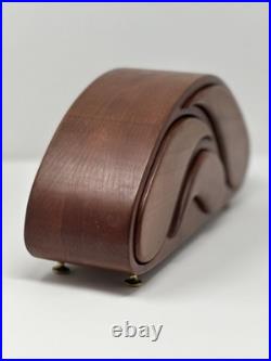 Vintage Wood Carved MCM Sculpture Wave Tsunami Modernist Trinket Jewelry Box