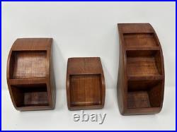Vintage Wood Carved MCM Sculpture Wave Tsunami Modernist Trinket Jewelry Box