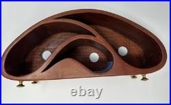 Vintage Wood Carved MCM Sculpture Wave Tsunami Modernist Trinket Jewelry Box