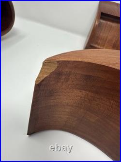 Vintage Wood Carved MCM Sculpture Wave Tsunami Modernist Trinket Jewelry Box