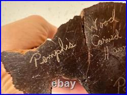 Vintage Wood Carved in Hawaii by Paul of Woman's Face Pemphis