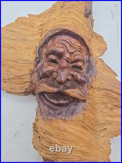 Vintage Wood Carving Figure Old Man Tree Spirit Face SAR folk art 21 (59)