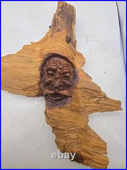 Vintage Wood Carving Figure Old Man Tree Spirit Face SAR folk art 21 (59)