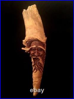 Vintage Wood Carving Gnome Wall Sculpture Art Signed