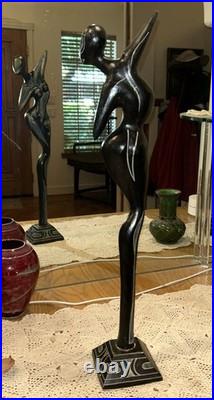 Vintage Wood Carving Sculpture 22 Inches Tall With Some Wear & Aging Unsigned