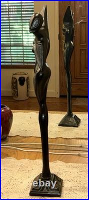 Vintage Wood Carving Sculpture 22 Inches Tall With Some Wear & Aging Unsigned