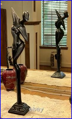 Vintage Wood Carving Sculpture 22 Inches Tall With Some Wear & Aging Unsigned