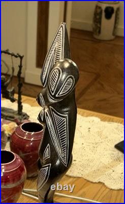 Vintage Wood Carving Sculpture 22 Inches Tall With Some Wear & Aging Unsigned