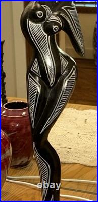 Vintage Wood Carving Sculpture 22 Inches Tall With Some Wear & Aging Unsigned