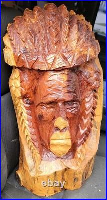 Vintage Wood Carving Sculpture Indian Man 25