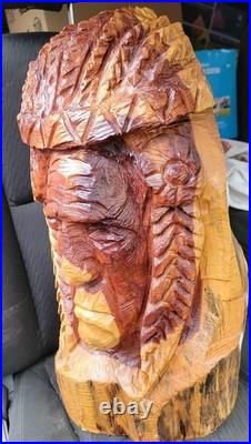 Vintage Wood Carving Sculpture Indian Man 25