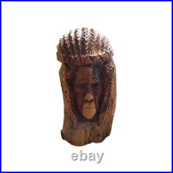 Vintage Wood Carving Sculpture Indian Man 25