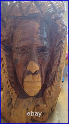 Vintage Wood Carving Sculpture Indian Man 25