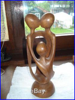 Vintage Wood Hand Carved Statue Sculpture Figure Wood Sculpture