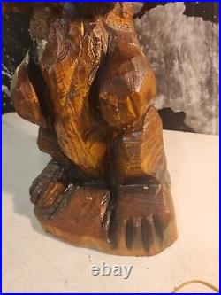 Vintage Wood Hand Carved Wooden Hound Dog Figure Sculpture FOLK ART Large 17in