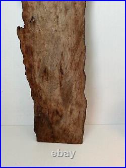 Vintage Wood Relief Carving Large Slab Of Islanders Wall Hanging 28 1/2 Inches