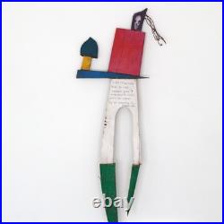 Vintage Wood Wall Art I Like Geography Sculpture Signed 1995 Story People