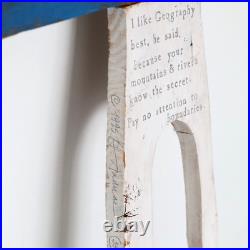 Vintage Wood Wall Art I Like Geography Sculpture Signed 1995 Story People