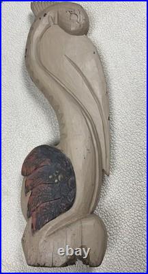 Vintage Wooden Hand Carved Folk Art Sculpture Pelican MCM 32 Tall Vintage Wooden Hand Carved Folk Art Sculpture Pelican MCM 32 Tall