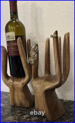 Vintage Wooden Hand Carving Holders for Wine And Jewelry