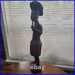 Vintage Wooden Indian Statue Sculpture 29 Hand Carved