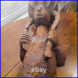 Vintage Wooden Indian Statue Sculpture 29 Hand Carved