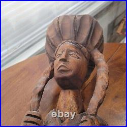 Vintage Wooden Indian Statue Sculpture 29 Hand Carved