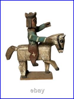 Vintage Wooden Santo Folk Art Carving Santiago Matamoros Horse with Rider Vintage Wooden Santo Folk Art Carving Santiago Matamoros Horse with Rider