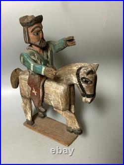 Vintage Wooden Santo Folk Art Carving Santiago Matamoros Horse with Rider Vintage Wooden Santo Folk Art Carving Santiago Matamoros Horse with Rider