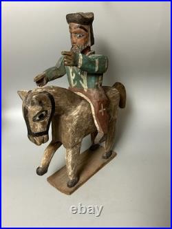 Vintage Wooden Santo Folk Art Carving Santiago Matamoros Horse with Rider Vintage Wooden Santo Folk Art Carving Santiago Matamoros Horse with Rider