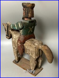 Vintage Wooden Santo Folk Art Carving Santiago Matamoros Horse with Rider Vintage Wooden Santo Folk Art Carving Santiago Matamoros Horse with Rider