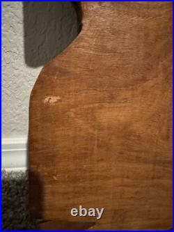 Vintage Wooden Wall Plaque Coconut Harvest 3D Hand Carved Relief Scene Rich Wood