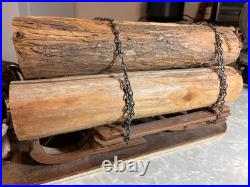 Vintage Yoked Oxen Pulling Logs Folk Art Hand Carved Claude Anible Very Nice