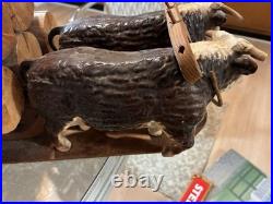 Vintage Yoked Oxen Pulling Logs Folk Art Hand Carved Claude Anible Very Nice